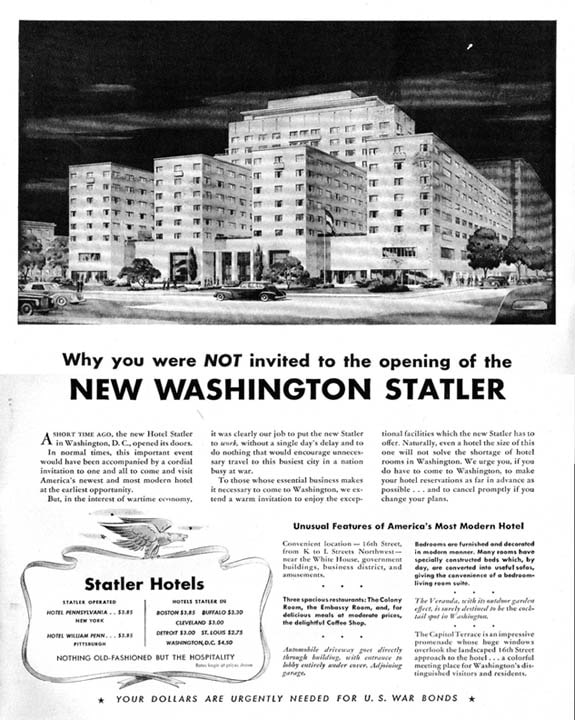 Statler Hotel Opening, Advertisement, 1943
